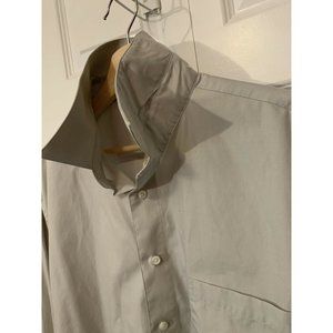 Murano Fitted Men's‎ Long Sleeve Shirt Button Front Gray  Sz 17 1/2” 35  XL